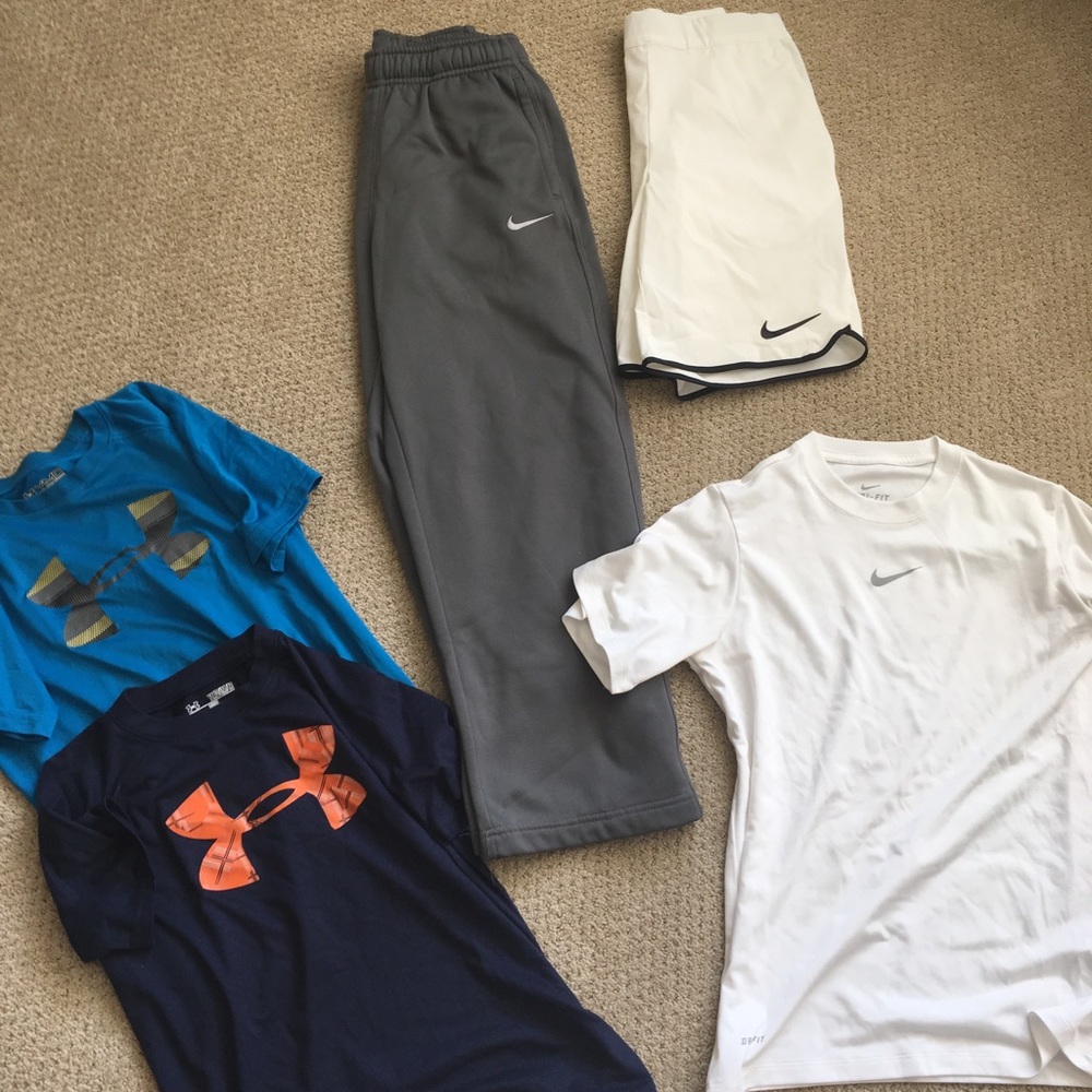 Boys size M Nike and Under Armour athletic wear